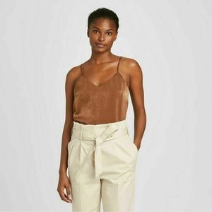 Plus size Prologue Target brown shimmer satin v neck tank top blouse